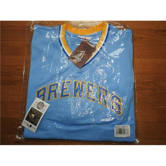 New Mens Mitchell & Ness Milwaukee Brewers Baseball Jersey - Picture 5 of 5
